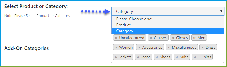 Dropdown-Liste für WooCommerce-Mengen - Produkte oder Kategorien